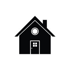 Minimalist black silhouette house icon for real estate and home services vector illustration silhouette