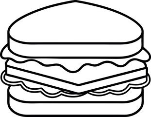 Outlined Sandwich Line Drawing for Minimalist Food and Nutrition Illustrations