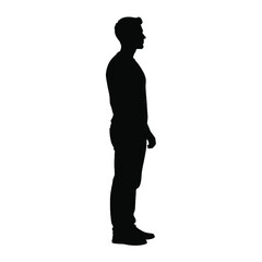 Silhouette of a man standing profile view vector graphic isolated silhouette