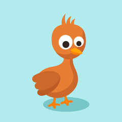 Small brown bird in flat design style.