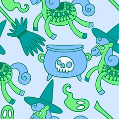 Halloween animals seamless horses pattern for wrapping paper and party accessories and kids clothes print