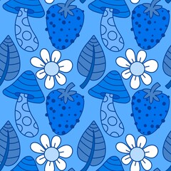 Mushrooms seamless cute pattern for wrapping paper and fabrics and linens and kids clothes print