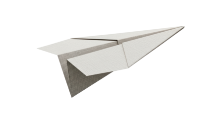 Isolated Paper airplane on bright surface, business metaphor, travel concept & dreams