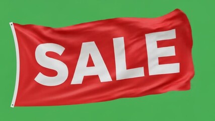 Bold red flag with white SALE text waving dynamically, perfect for promotions - Powered by Adobe
