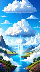 A vibrant landscape with a majestic cloud