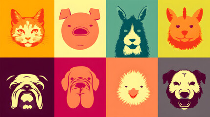 Colorful Animal Portraits: A Whimsical Collection of Illustrated Faces.