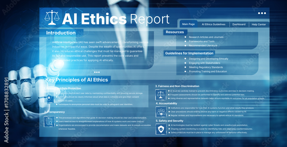 Poster ai ethics ensures fairness, transparency, and responsibility in intelligent systems, guiding safe an