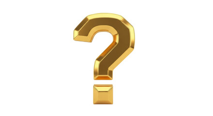 Isolated Golden question mark, 3d render, punctuation sign for uncertainty and questioning