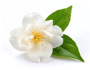 Fototapeta premium Close-up white flower and leaves