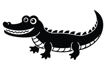 cute cartoon vector icon of a smiling crocodile  k