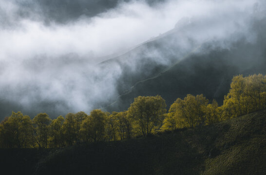 Fototapeta Landscape with mountains and fog