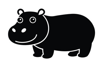 cute cartoon vector icon of a cute hippopotamus  f