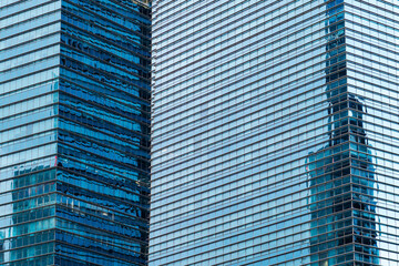 Minimalist symmetry in blue glass architecture
