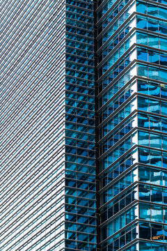 Grids defining office tower edges in Singapore downtown