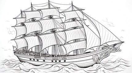 Vintage sailing vessel illustration