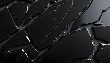 Black Cracked Surface with Shiny Details