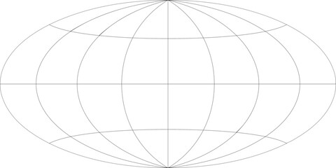 Obraz premium 45-Degree world map graticule (latitude-longitude) grid vector in Hammer projection