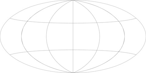 60-Degree world map graticule (latitude-longitude) grid vector in Hammer projection © Terry
