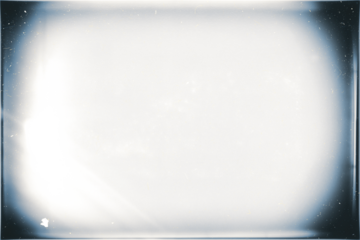 Vintage slide film of an old camera with white dusts and scratches and strong lens vignetting template on transparent background (png image).