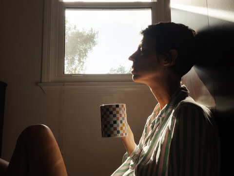Peaceful Morning Drinking Coffee at Home