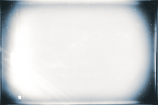 Vintage slide film of an old camera with white dusts and scratches and strong lens vignetting template on transparent background (png image).	
