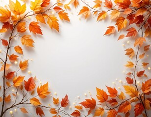 Obraz premium Autumn Leaf Frame with Space for Text