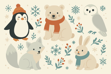Naklejka premium Cute Winter Animals_simple_compose.eps