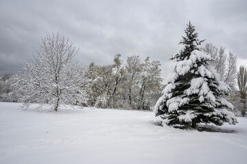 Winter Panorama of South Park in city of Sofia, Bulgaria