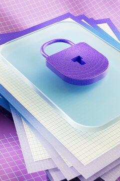  3D render of online privacy and data encryption concept