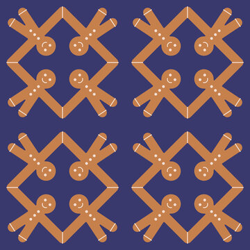 Pattern with round dances of gingerbread men