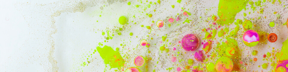 Abstract neon pink green bubbles texture on white background liquid art design