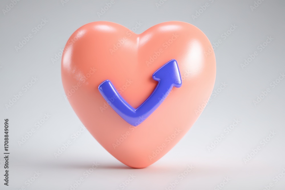 Aufkleber heart symbol entwined with an upward arrow representing love and progress captured in a sleek and mo