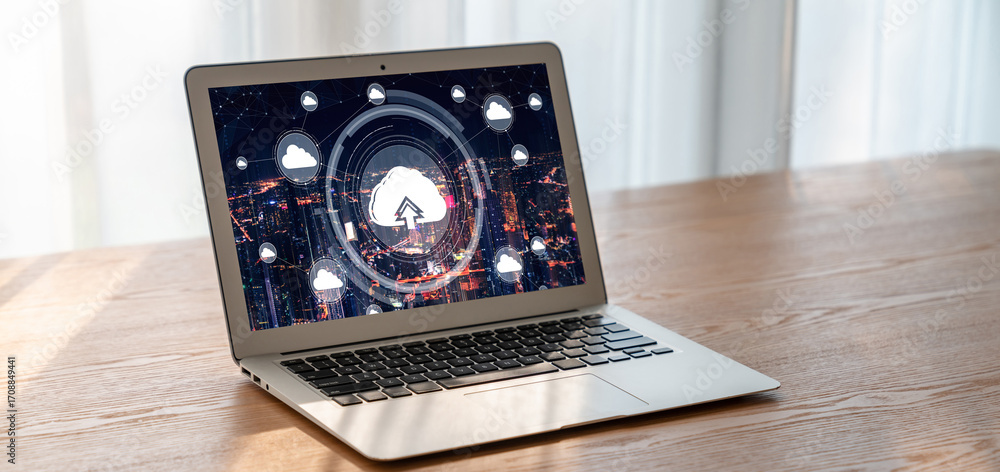 Poster cloud computing software for modish remote work and personal data storage