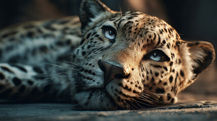 Naklejka premium Close up portrait of a leopard.