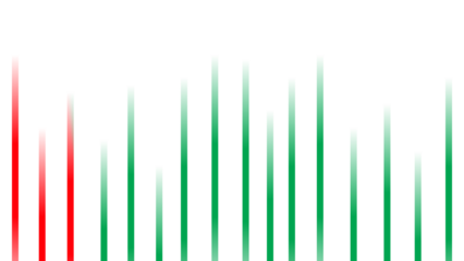 Abstract digital art with vertical lines of red and green on a black background.