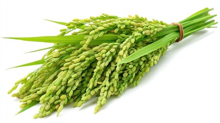 Fresh green rice ears