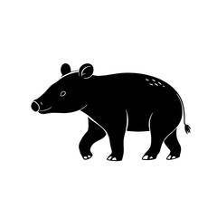 Fototapeta premium Tapir. Tapir simple black and white line art vector logo