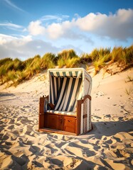 Beach chair on a sandy dune