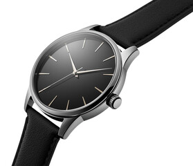 Black social wristwatch isolated on transparent background PNG created in Generative AI