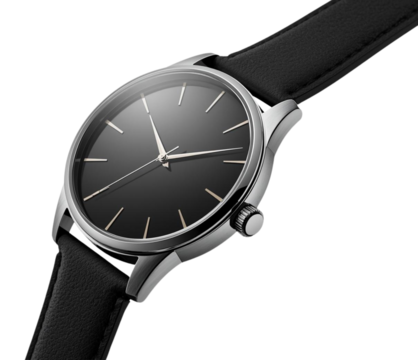 Black social wristwatch isolated on transparent background PNG created in Generative AI