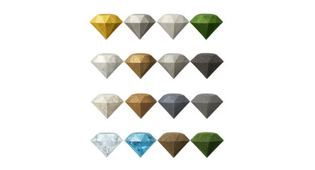 3D Render of Shiny Faceted Diamond with Abstract Geometric Artistic Pattern, Luxury Crystal Gemstone Isolated on Transparent Background for Modern Digital Art, Fashion, Jewelry and Decorative Design