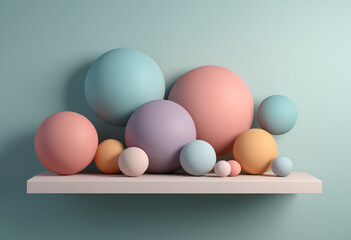Pastel Colored Balls on a Shelf