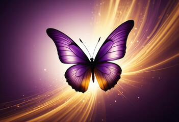 Butterfly with Purple and Gold Wings