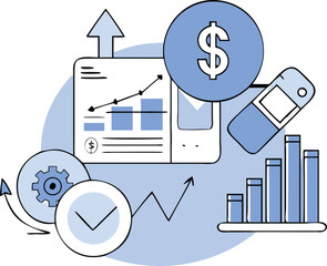 Flat Isometric Mobile Banking with Smartphone and Coins Illustration