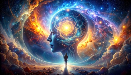 Cosmic head, celestial landscape