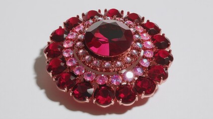 Elegant round red brooch