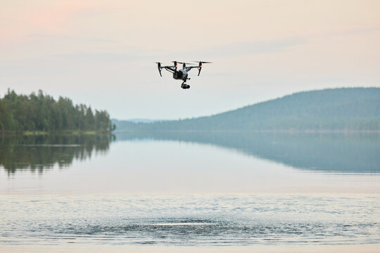 a drone flying in lapland finland