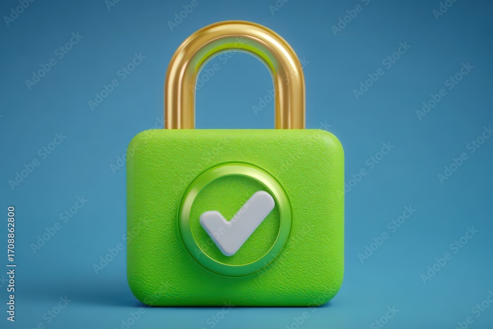 Aufkleber bold green padlock symbolizing digital security in a modern context with a golden shackle ensuring s