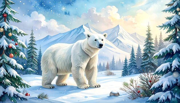 Winter wonderland with polar bear