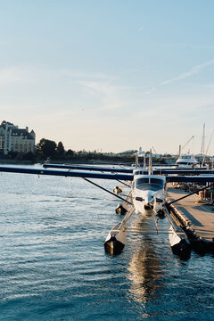 Docked Seaplane at Victoria Harbour in Evening Light